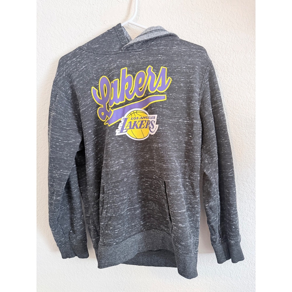 NBA Los Angeles Lakers Youth XL 18/20 Hoodie Charcoal Grey Space Dye Pullover